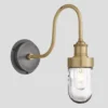 Swan Neck Outdoor & Bathroom Wall Light - Brass - Tube Glass