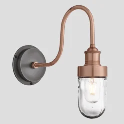 Swan Neck Outdoor & Bathroom Wall Light - Copper - Tube Glass
