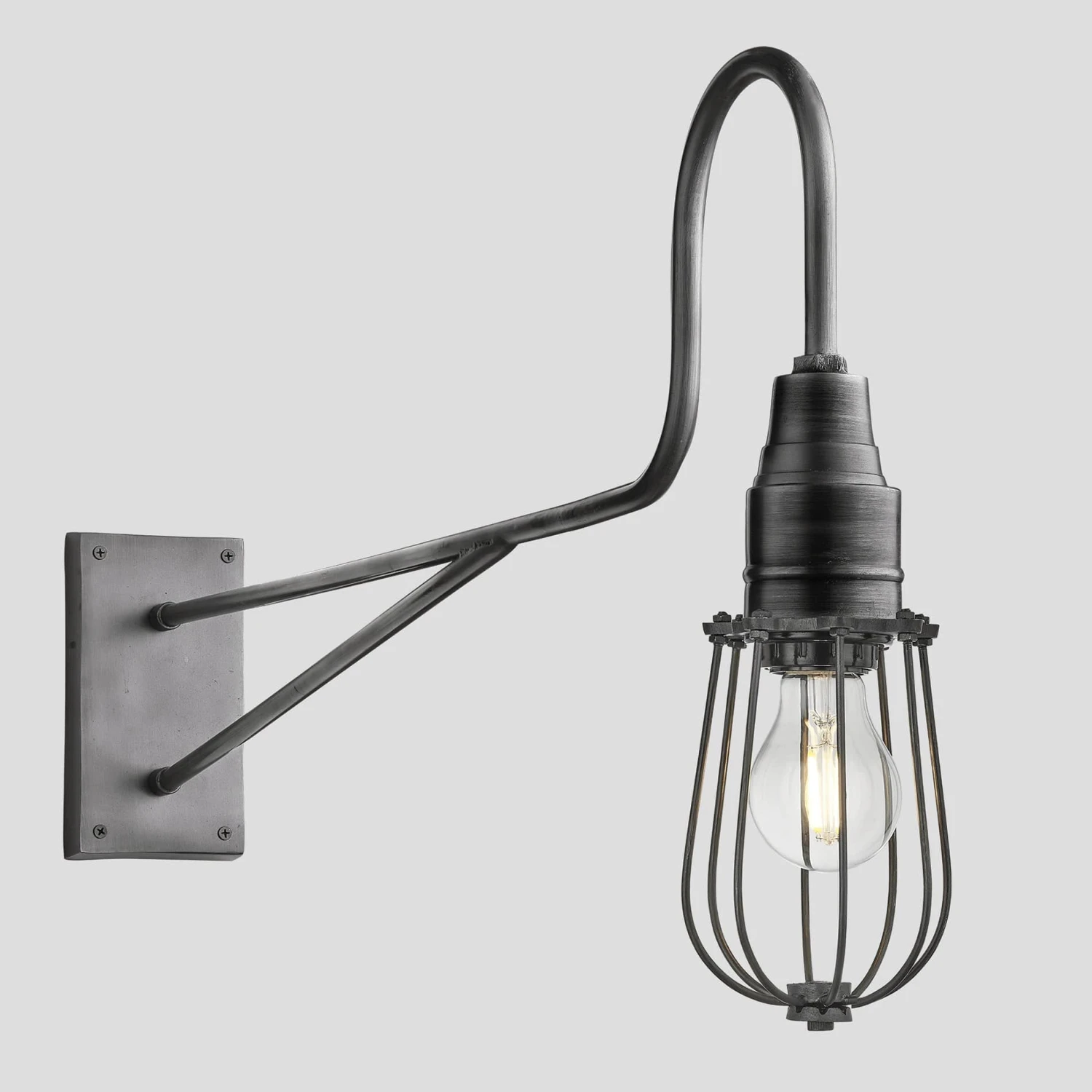Long Arm Wire Cage Wall Light – 4 Inch – Pewter 1 Long Arm Wire Cage Wall Light – 4 Inch – Pewter