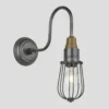 Swan Neck Wire Cage Wall Light - 4 Inch - Pewter