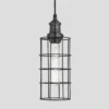Brooklyn Wire Cage Pendant - 5 Inch - Pewter - Cylinder