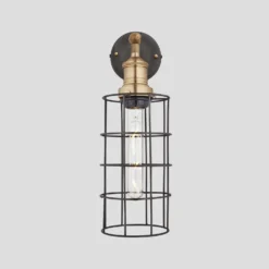 Brooklyn Wire Cage Wall Light - 5 Inch - Pewter - Cylinder