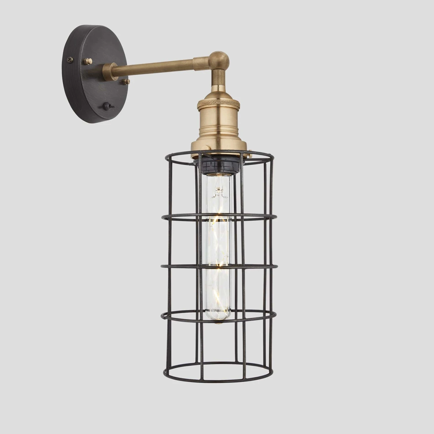 Brooklyn Wire Cage Wall Light - 5 Inch - Pewter - Cylinder 2 Brooklyn Wire Cage Wall Light - 5 Inch - Pewter - Cylinder - Image 2