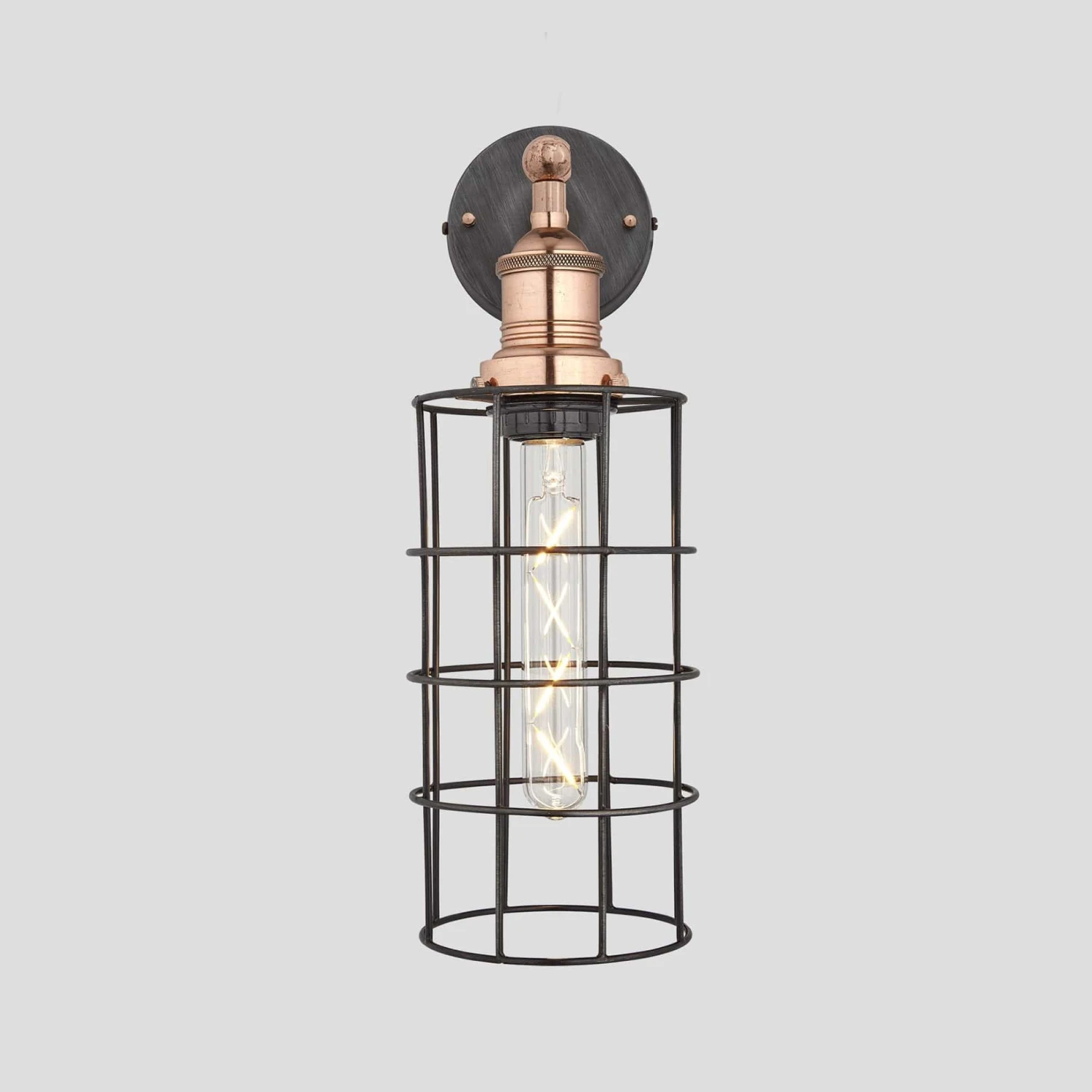 Brooklyn Wire Cage Wall Light - 5 Inch - Pewter - Cylinder 5 Brooklyn Wire Cage Wall Light - 5 Inch - Pewter - Cylinder - Image 5