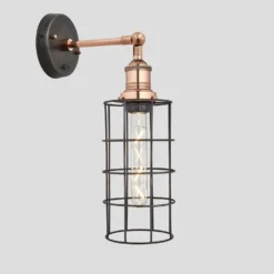 Brooklyn Wire Cage Wall Light - 5 Inch - Pewter - Cylinder 12 Brooklyn Wire Cage Wall Light - 5 Inch - Pewter - Cylinder -Industville Shop 5 Inch WallLight Pewter Industville Lighting Cylinder CopperHolder Brooklyn BR WCWL5 P CY CHcopy