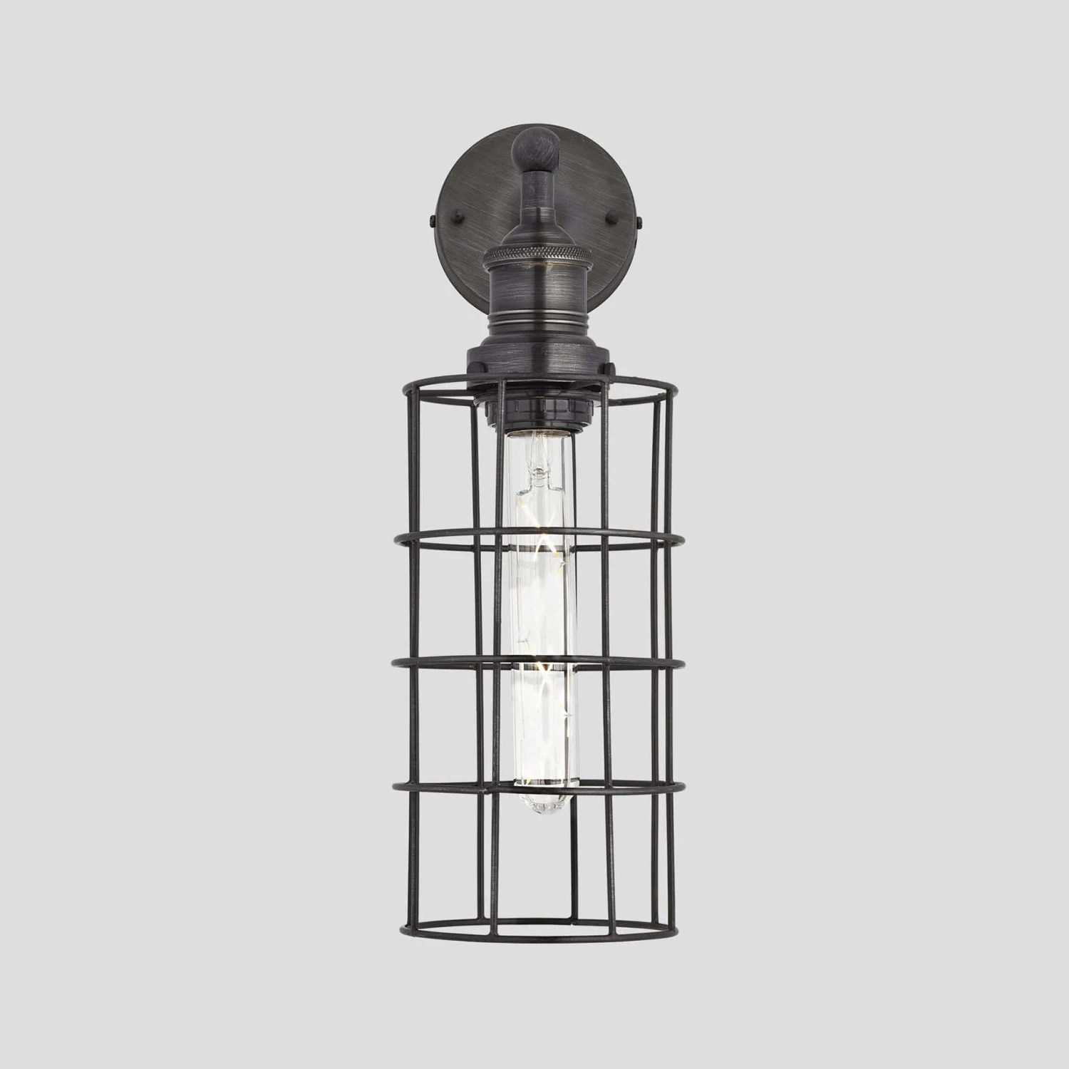 Brooklyn Wire Cage Wall Light - 5 Inch - Pewter - Cylinder 3 Brooklyn Wire Cage Wall Light - 5 Inch - Pewter - Cylinder - Image 3