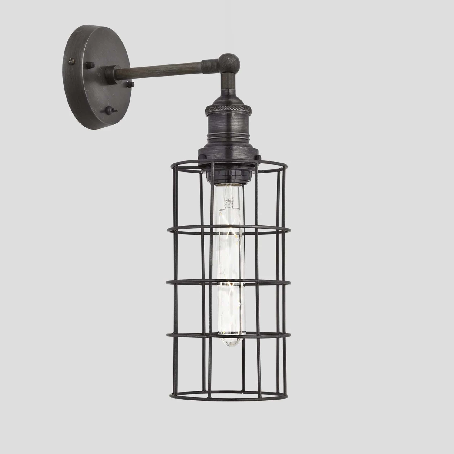 Brooklyn Wire Cage Wall Light - 5 Inch - Pewter - Cylinder 4 Brooklyn Wire Cage Wall Light - 5 Inch - Pewter - Cylinder - Image 4