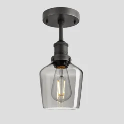 Brooklyn Tinted Glass Schoolhouse Flush Mount - 5.5 Inch - Smoke Grey