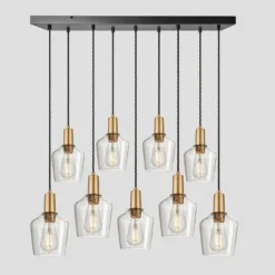 Sleek Tinted Glass Schoolhouse 9 Wire Cluster Lights - 5.5 Inch - Smoke Grey