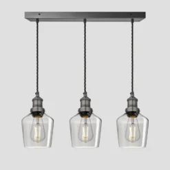 Brooklyn Tinted Glass Schoolhouse 3 Wire Cluster Lights - 5.5 Inch - Smoke Grey