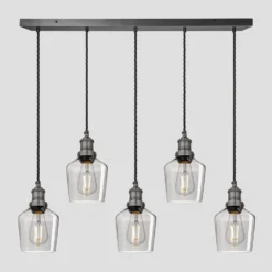 Brooklyn Tinted Glass Schoolhouse 5 Wire Cluster Lights - 5.5 Inch - Smoke Grey