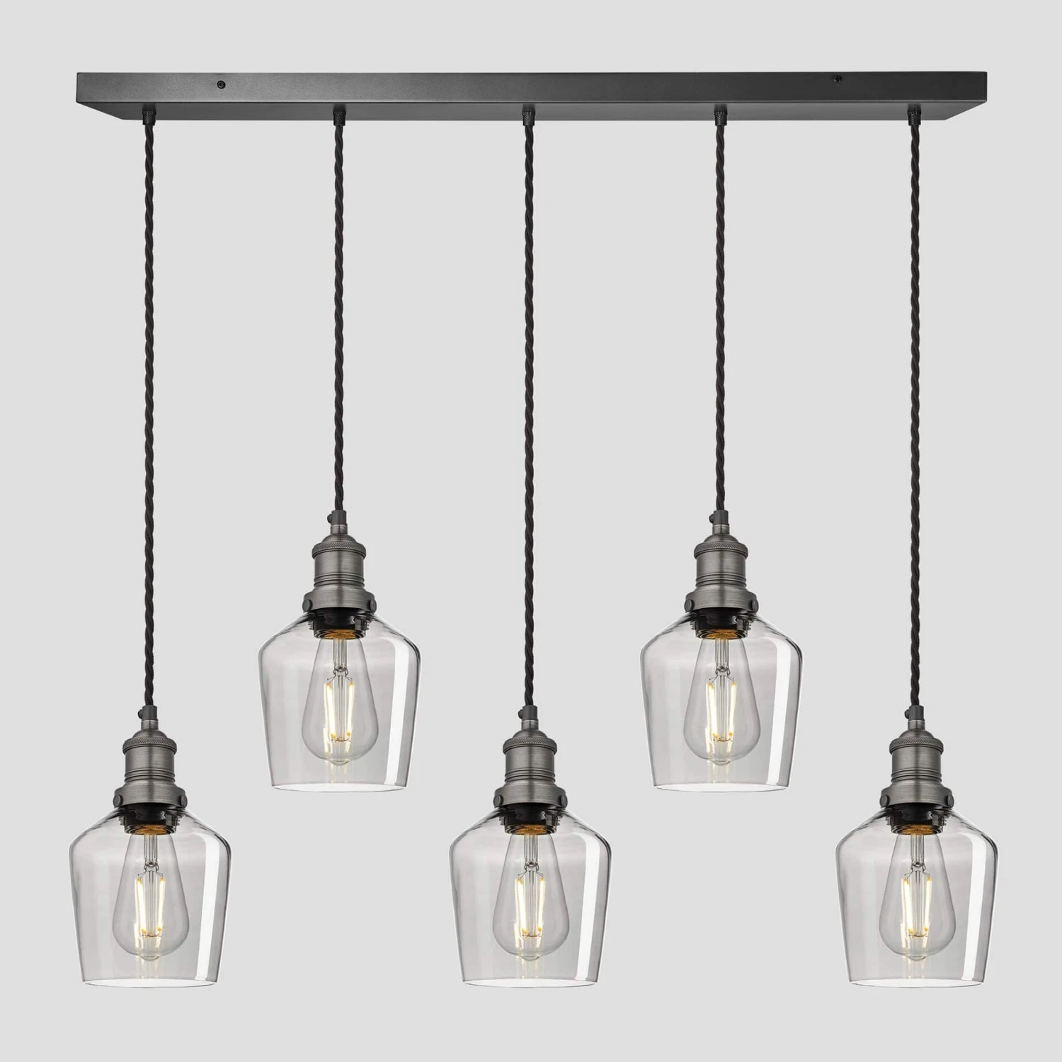 Brooklyn Tinted Glass Schoolhouse 5 Wire Cluster Lights - 5.5 Inch - Smoke Grey 1 Brooklyn Tinted Glass Schoolhouse 5 Wire Cluster Lights - 5.5 Inch - Smoke Grey