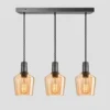 Sleek Tinted Glass Schoolhouse 3 Wire Oval Cluster Lights - 5.5 Inch - Amber