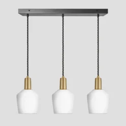 Sleek Opal Glass Schoolhouse 3 Wire Oval Cluster Lights - 5.5 Inch - White