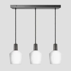 Sleek Opal Glass Schoolhouse 3 Wire Oval Cluster Lights - 5.5 Inch - White -Industville Shop 5.5 Inch Pendant OpalGlass Industville Lighting Schoolhouse BrassHolder Sleek SL OGL SH5 3WCL W PH