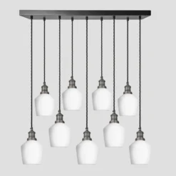 Brooklyn Opal Glass Schoolhouse 9 Wire Cluster Lights - 5.5 Inch - White