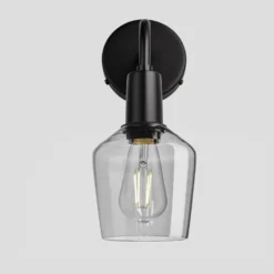 Sleek Tinted Glass Schoolhouse Wall Light - 5.5 Inch - Smoke Grey -Industville Shop 5.5 Inch WallLight Glass Industville Lighting Schoolhouse BlackHolder Sleek SL TGL SHWL5 SG BKH