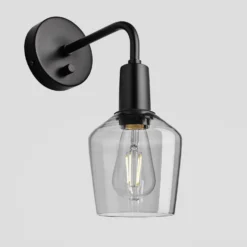 Sleek Tinted Glass Schoolhouse Wall Light - 5.5 Inch - Smoke Grey -Industville Shop 5.5 Inch WallLight Glass Industville Lighting Schoolhouse BlackHolder Sleek SL TGL SHWL5 SG BKH Lid