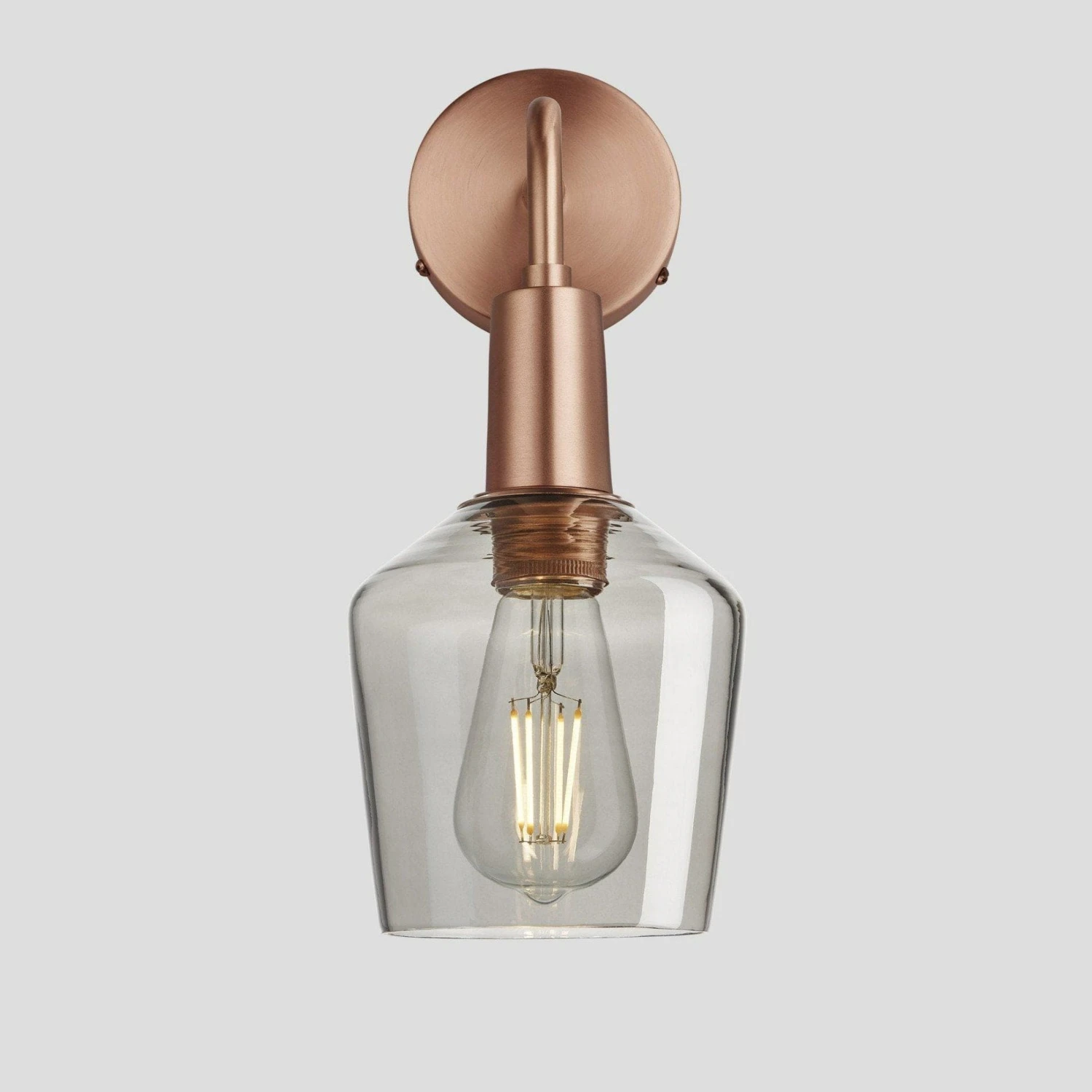 Sleek Tinted Glass Schoolhouse Wall Light - 5.5 Inch - Smoke Grey - Image 3