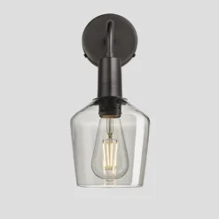 Sleek Tinted Glass Schoolhouse Wall Light - 5.5 Inch - Smoke Grey -Industville Shop 5.5 Inch WallLight Glass Industville Lighting Schoolhouse PewterHolder Sleek SL TGL SHWL5 SG PH