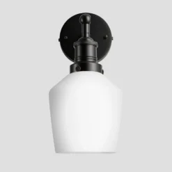 Brooklyn Opal Glass Schoolhouse Wall Light - 5.5 Inch -Industville Shop 5.5 Inch WallLight OpalGlass Industville Lighting Schoolhouse BlackHolder Brooklyn BR OGL SHWL5 W BKH