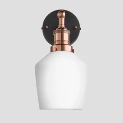 Brooklyn Opal Glass Schoolhouse Wall Light - 5.5 Inch -Industville Shop 5.5 Inch WallLight OpalGlass Industville Lighting Schoolhouse CopperHolder Brooklyn BR OGL SHWL5 W CH