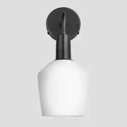 Sleek Opal Glass Schoolhouse Wall Light - 5.5 Inch -Industville Shop 5.5 Inch WallLight OpalGlass Industville Lighting Schoolhouse PewterHolder Sleek SL OGL SHWL5 W PH
