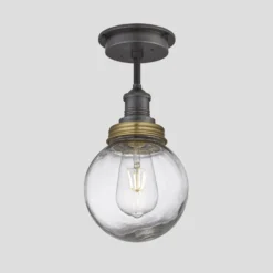 Brooklyn Outdoor & Bathroom Globe Flush Mount Light - Pewter