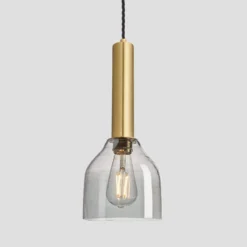 Sleek Cylinder Tinted Glass Cone Pendant Light - 6 Inch - Smoke Grey