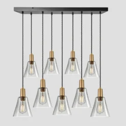 Sleek Tinted Glass Flask 9 Wire Cluster Lights - 6 Inch - Smoke Grey