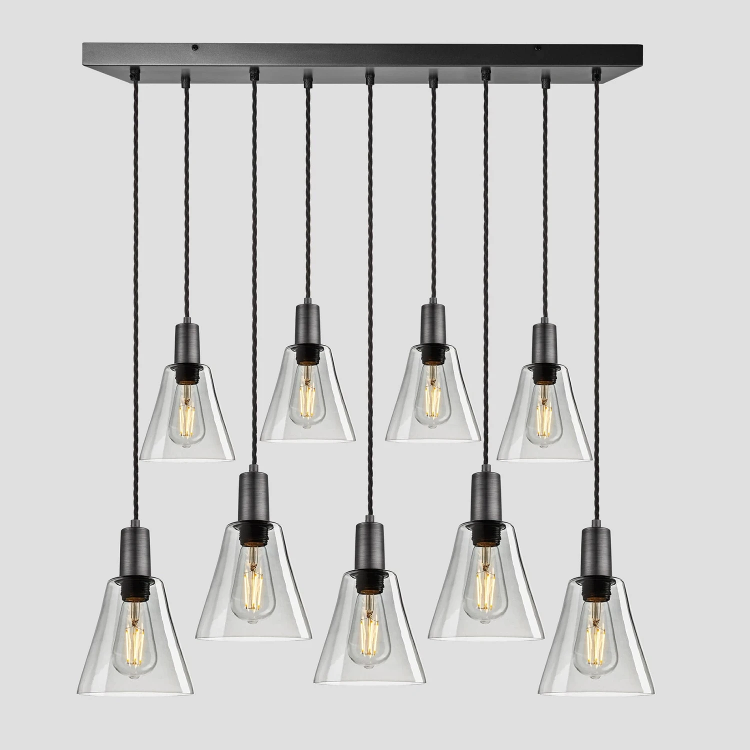 Sleek Tinted Glass Flask 9 Wire Cluster Lights - 6 Inch - Smoke Grey 2 Sleek Tinted Glass Flask 9 Wire Cluster Lights - 6 Inch - Smoke Grey - Image 2