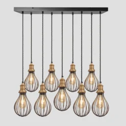 Brooklyn Balloon Cage 9 Wire Cluster Lights - 6 Inch - Pewter