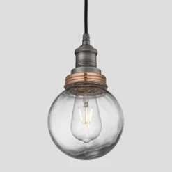 Brooklyn Outdoor & Bathroom Globe Pendant Light - Pewter 12 Brooklyn Outdoor & Bathroom Globe Pendant Light - Pewter -Industville Shop 6 Inch Pendant Pewter Industville Lighting GlobeGlass PewterHolder CopperRing Brooklyn IP65 BR IP65 P PH CR GLG
