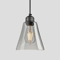 Orlando Tinted Glass Flask Pendant - 6 Inch - Smoke Grey