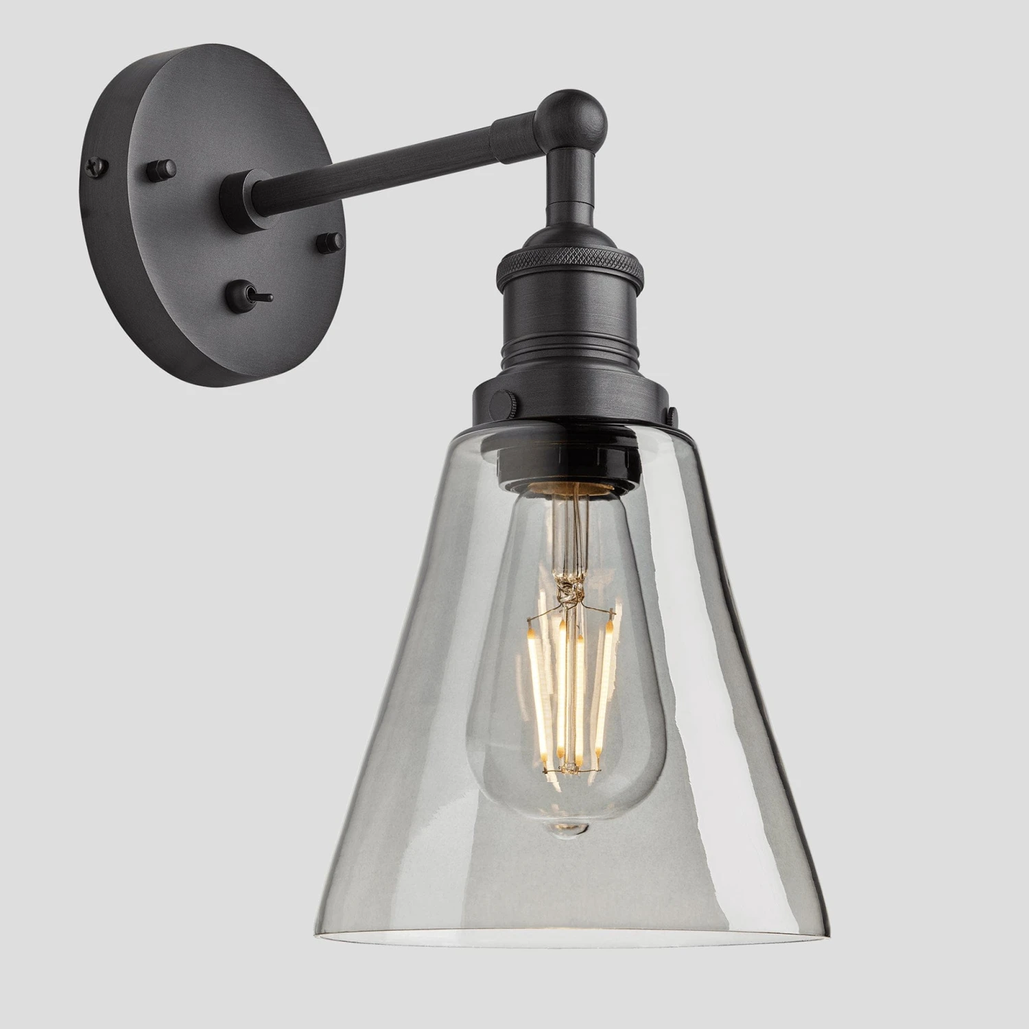 Brooklyn Tinted Glass Flask Wall Light - 6 Inch - Smoke Grey - Image 8