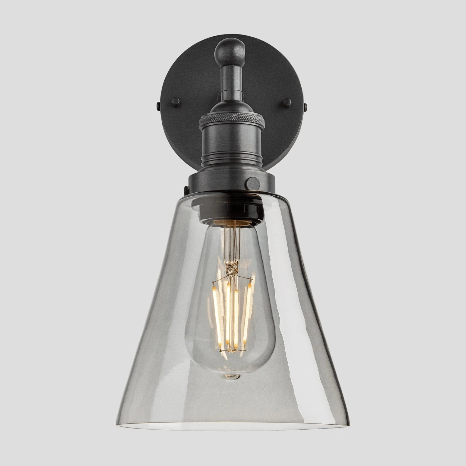 Brooklyn Tinted Glass Flask Wall Light - 6 Inch - Smoke Grey - Image 7