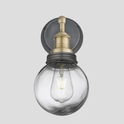Brooklyn Outdoor & Bathroom Globe Wall Light - Brass -Industville Shop 6 Inch WallLight Brass Industville Lighting GlobeGlass BrassHolder PewterRing Brooklyn IP65 BR IP65 WL BH PR GLG