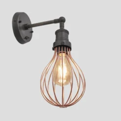 Brooklyn Balloon Cage Wall Light - 6 Inch - Copper -Industville Shop 6 Inch WallLight Copper Industville Lighting Balloon PewterHolder Brooklyn BR BCWL6 C PH v2