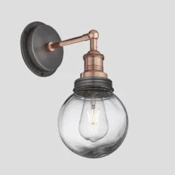 Brooklyn Outdoor & Bathroom Globe Wall Light - Copper -Industville Shop 6 Inch WallLight Copper Industville Lighting GlobeGlass CopperHolder PewterRing Brooklyn IP65 BR IP65 WL CH PR GLG 1