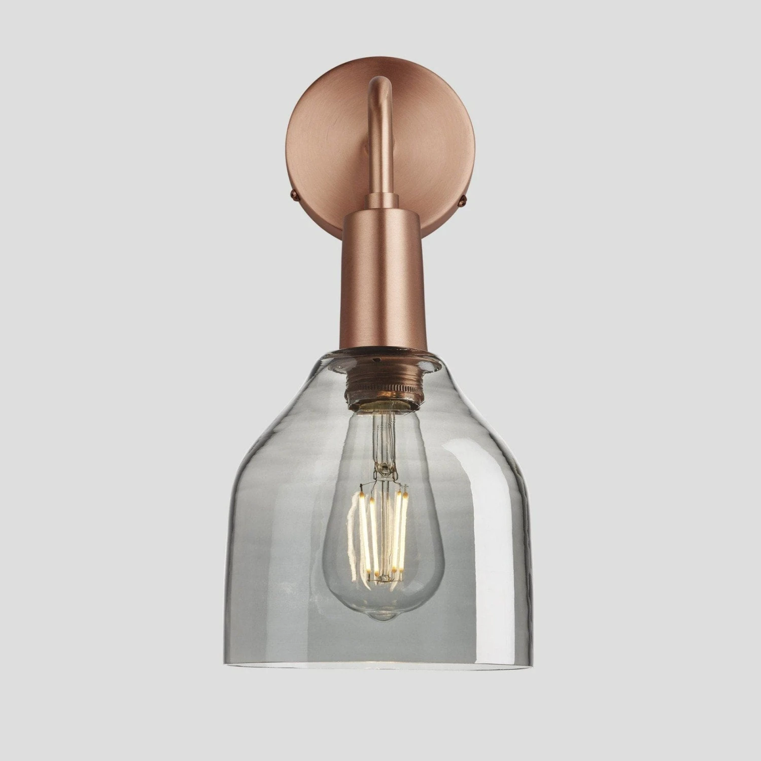 Sleek Tinted Glass Cone Wall Light - 6 Inch - Smoke Grey