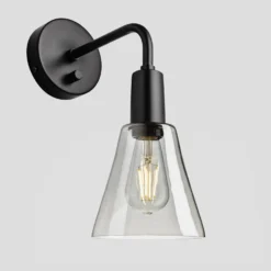 Sleek Tinted Glass Flask Wall Light - 6 Inch - Smoke Grey 15 Sleek Tinted Glass Flask Wall Light - 6 Inch - Smoke Grey -Industville Shop 6 Inch WallLight Glass Industville Lighting Flask BlackHolder Sleek SL TGL FLWL6 SG BKH Angled