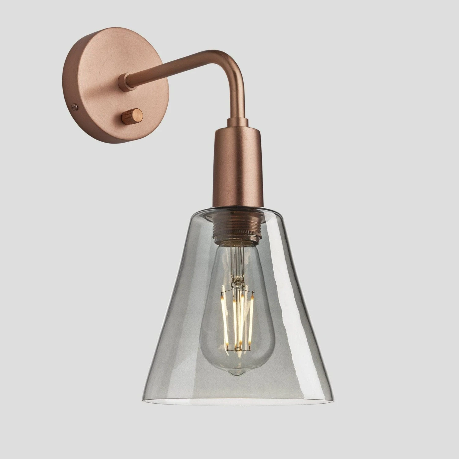 Sleek Tinted Glass Flask Wall Light - 6 Inch - Smoke Grey 6 Sleek Tinted Glass Flask Wall Light - 6 Inch - Smoke Grey - Image 6