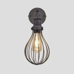Brooklyn Balloon Cage Wall Light - 6 Inch - Pewter -Industville Shop 6 Inch WallLight Pewter Industville Lighting Balloon PewterHolder Brooklyn BR BCWL6 P PH v2