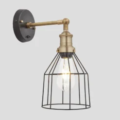 Brooklyn Wire Cage Wall Light - 6 Inch - Pewter - Cone -Industville Shop 6 Inch WallLight Pewter Industville Lighting Cone BrassHolder Brooklyn BR WCWL6 P CN BHcopy