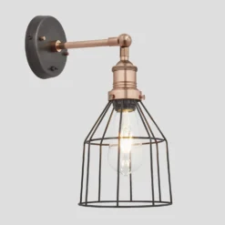 Brooklyn Wire Cage Wall Light - 6 Inch - Pewter - Cone -Industville Shop 6 Inch WallLight Pewter Industville Lighting Cone CopperHolder Brooklyn BR WCWL6 P CN CHcopy