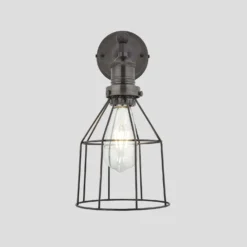 Brooklyn Wire Cage Wall Light - 6 Inch - Pewter - Cone
