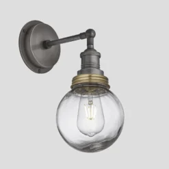 Brooklyn Outdoor & Bathroom Globe Wall Light - Pewter -Industville Shop 6 Inch WallLight Pewter Industville Lighting GlobeGlass PewterHolder BrassRing Brooklyn IP65 BR IP65 WL PH BR GLG lid