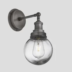 Brooklyn Outdoor & Bathroom Globe Wall Light - Pewter -Industville Shop 6 Inch WallLight Pewter Industville Lighting GlobeGlass PewterHolder PewterRing Brooklyn IP65 BR IP65 WL PH PR GLG lid