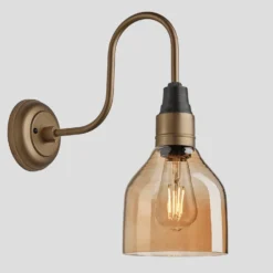 Swan Neck Tinted Glass Cone Wall Light - 6 Inch - Amber