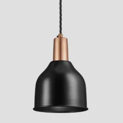 Sleek Cone Pendant - 7 Inch - Black -Industville Shop 7 Inch Pendant Black Industville Lighting Cone CopperHolder Sleek SL CP7 BK CH Lit 1